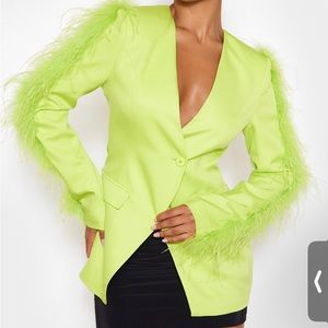 Line Green Feather Blazer
